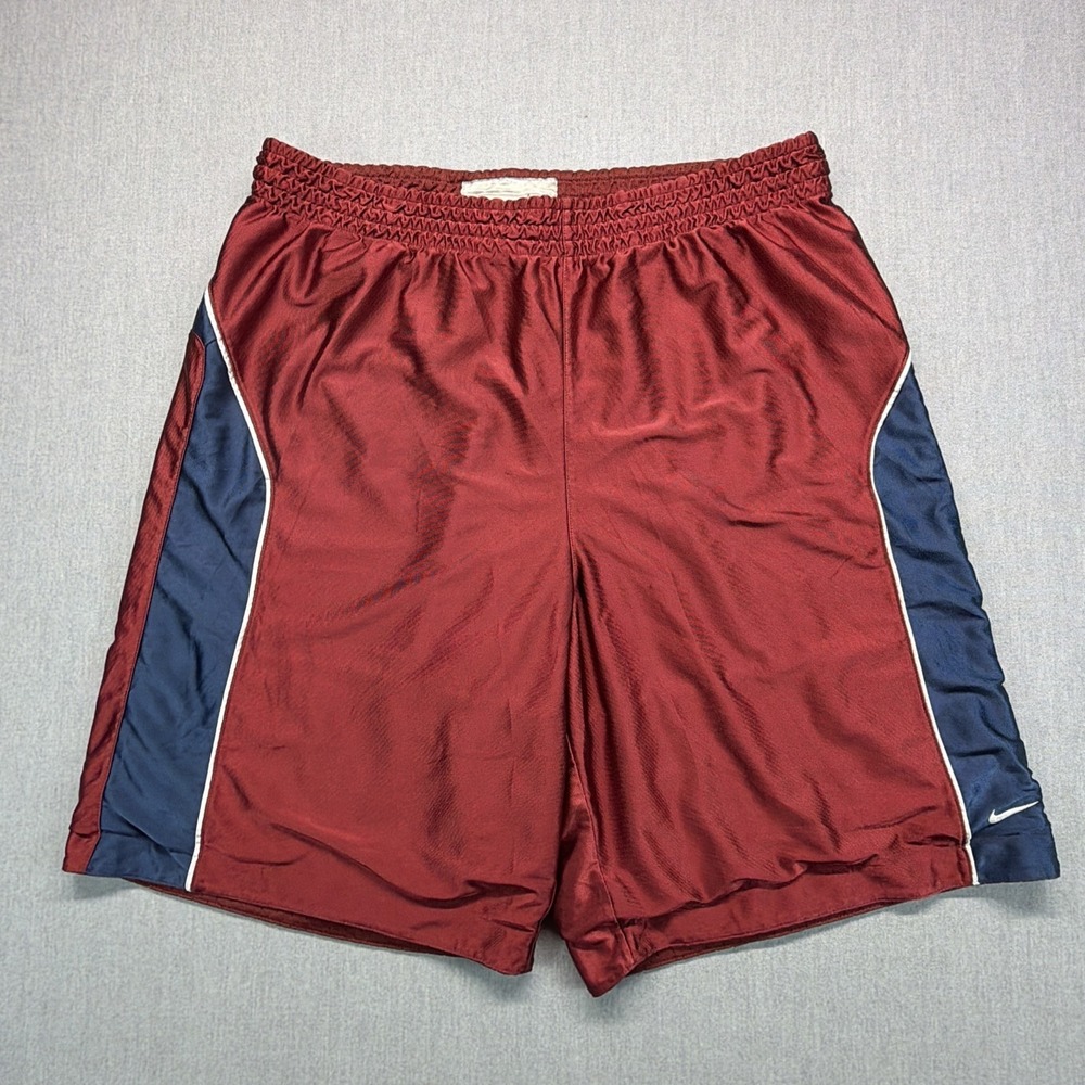 Vintage‎ Nike Shorts Reversible Dazzle Red Silky Shiny  Basketball Y2K Size XL